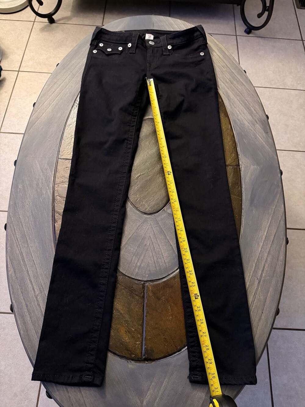 True Religion Skinny Flap Black Jeans Size 27